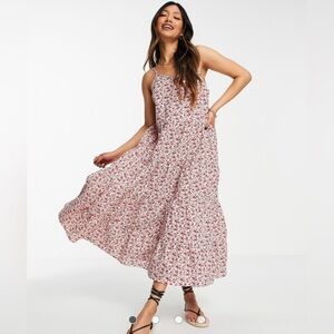 Y.A.S tiered maxi dress in red floral